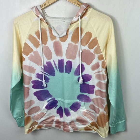 Tie Dye Hoodie Pullover Lightweight Sweatshirt Bohemian Size Small Hippie Top S - Picture 8 of 11